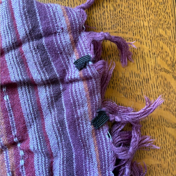 Scarf Burgundy Purple Orange Rust White Fringe Shawl Stripes Fall - Picture 9 of 11